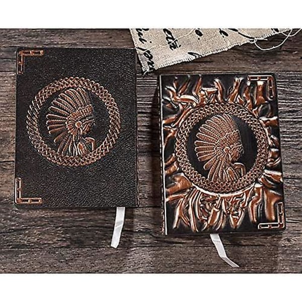 2024,a6 Vintage Læder Journal Embossed Dagbog Notesbog, Linjeret, Fountain Pen Safe, Lay Flat 100 Ark