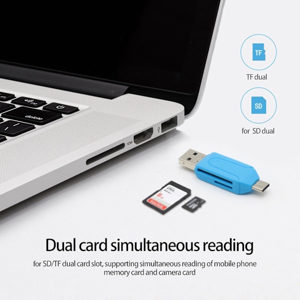Kortläsare 2 i 1 Multifunktionell Hög Hastighet Överföring Drivrutinsfri Multi-system Multi-kortläsare Universal Mini Usb Typ-c Tf Sd-kortläsare Adapter