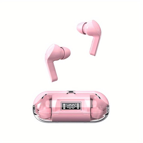 Transparent Shell Bluetooth -headset med handtag Semiinear Sports Bluetooth -headset med lång batteritid（rosa）