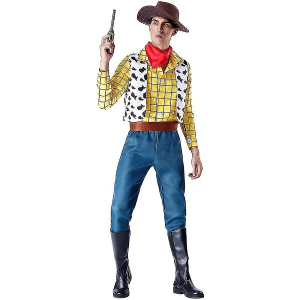 Cosplay Story Woody Costume Sets Cowboy Julekjole Unisex Sheriff's Halloween Carnival Dress Up Party Legetøj Scene Performance Høj kvalitet（XL，Mand）