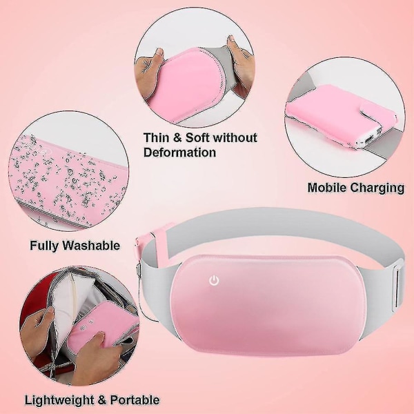 Bærbar mageperiode krampebelte varmeputer for kramper,elektrisk varme menstruasjonsavlastningspute - Snngv