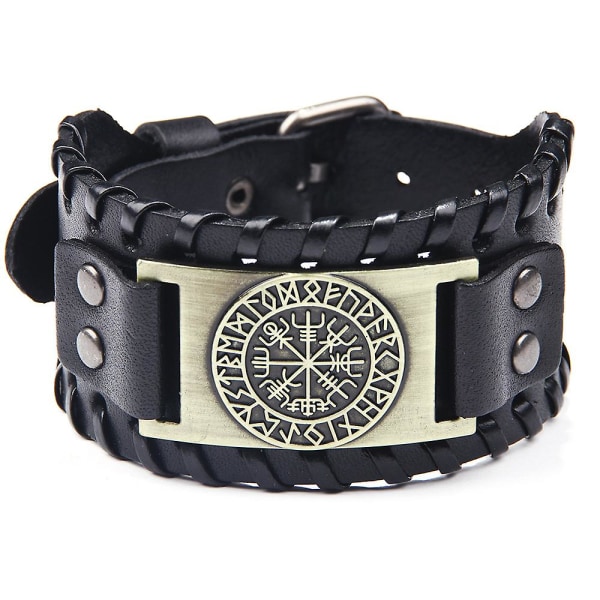 WABJTAM Pirate Vintage Armband Kompass Bred Armband för män Läderarmband Födelsedagspresenter Julsouvenirer