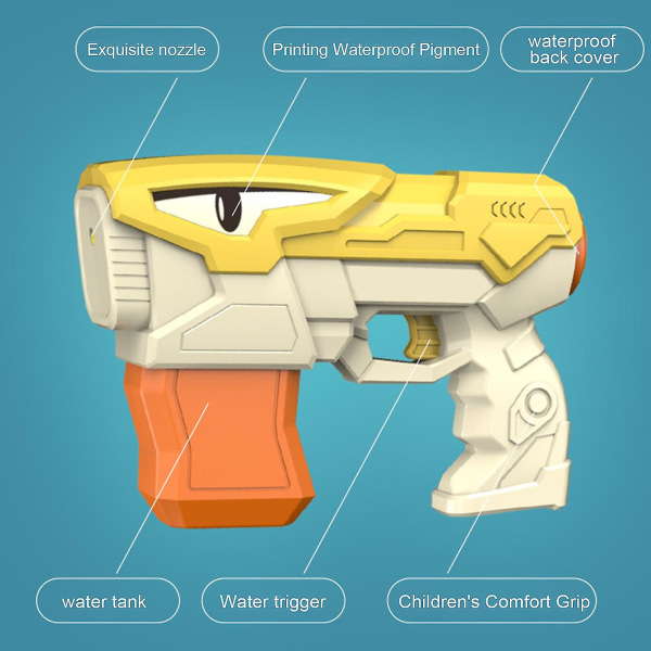 Elektriske vandpistoler Automatiske sprøjtepistoler med stor kapacitet Langrækkende sprøjte（gul haj）