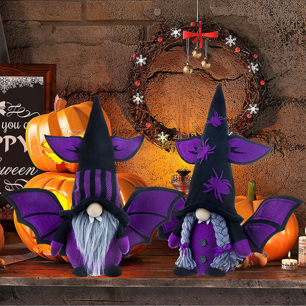 2stk Halloween-dekorasjoner Flaggermus Vampyr Ansiktsløse Mann Vinger Dvergdukker