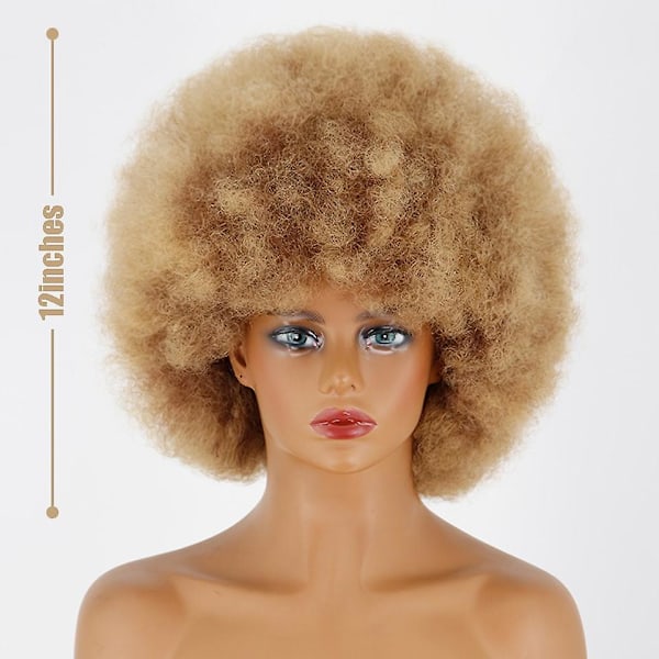Syntetisk blond krøllet paryk blond afro krøllet paryk syntetisk paryk til mode kvinder (farve:blond)（4-30HL）