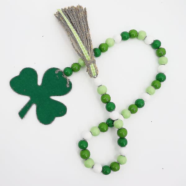 2 st. Patrick's Day-prydnader av träpärlor med tofsar, boho-inredning
