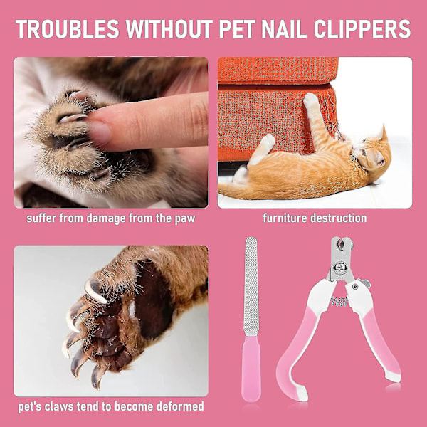Hundeklosax och Trimmer, Rostfritt Stål Djur Tass Klosax och Nagelfil Med Snabb Säkerhetsvakt För Att Undvika Överskärning Av Tånagel Professionell N