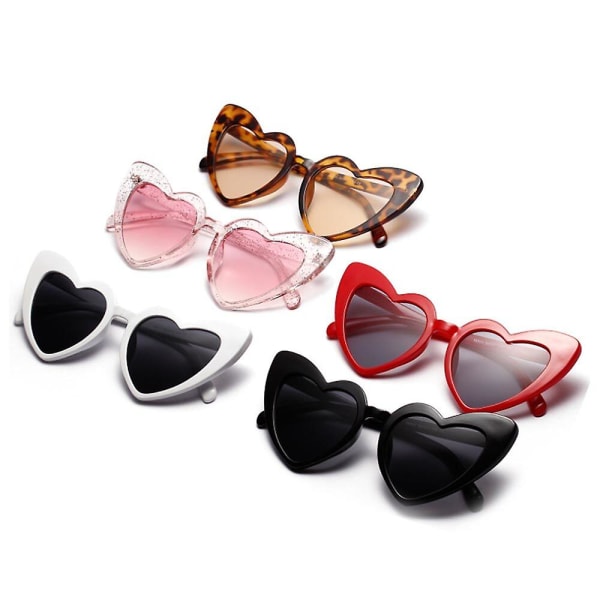 Kvinner retrostil kjærlighet hjerteformede solbriller Vintage kattebriller (brune)
