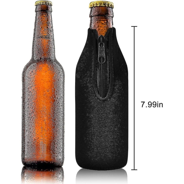 12 pakke ølflaske kjølehylser Hold drikken kald glidelås ekstra tykk neoprenisolert hylsedeksel