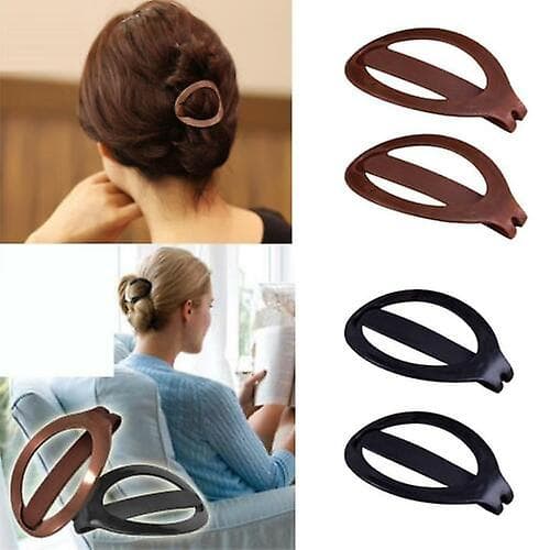2 stk. Barrette Ponytail Holder Clip, sæt med 2 stk. - sort, brun