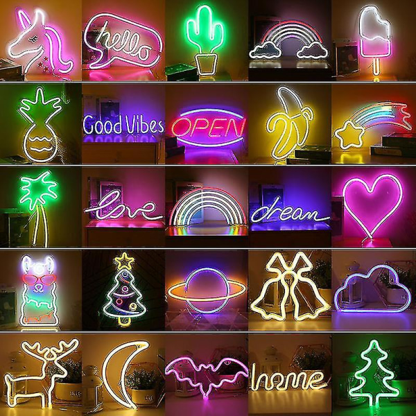 Led neonlys Veggkunstskilt Soveromsdekor Regnbuehengende nattlampe Hjemmefest Høytidsdekor Julegave - Amorhjerte-hgbd