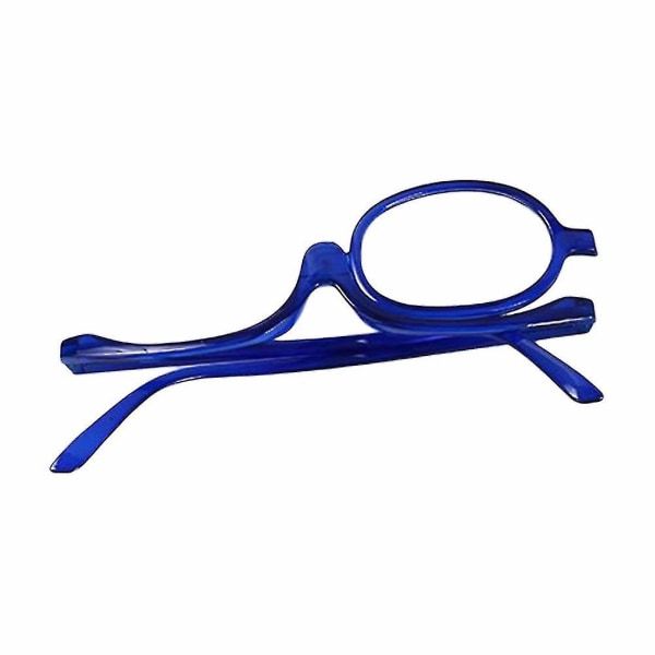 Klare makeup-briller Flip Down Forstørrelsesglas Makeup Læsebriller Foldebrille Kosmetisk Presbyopicr（Glasses Power 250，Transparent Blue）