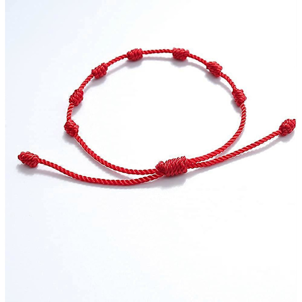 7 Knopars Röd Svart Rep Armband Sträng Justerbar Lyckobringande Armband Anklet Amulett för Kvinnor Män Pojkar Flickor Par Present Röd Rep B -