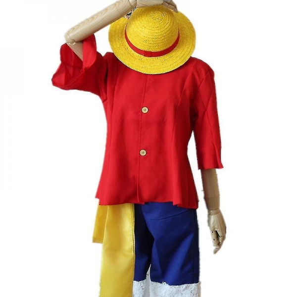 Vorallme Luffy stråhatt strandhatt One Piece Cosplay Cap Anime Sun Beach Hats Halloween Performance Costume Flere størrelser tilgjengelig（35cm）