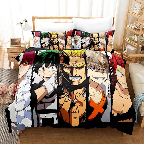 3D Digitaltryck Cartoon My Hero Academia Quilt Cover Pillowcase Sängkläder Tredelad Set YXX27 180*200cm -ZHENV（180*200cm）