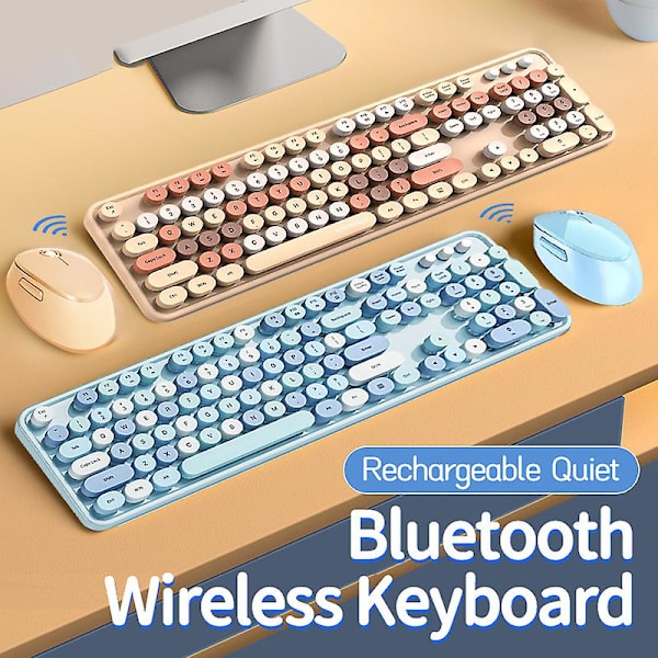 Trådlöst tangentbord och musset 104 tangenter 2,4g Bluetooth blandad färg söt fräsch tyst minitangentbord för bärbar dator notebook pc flickor present