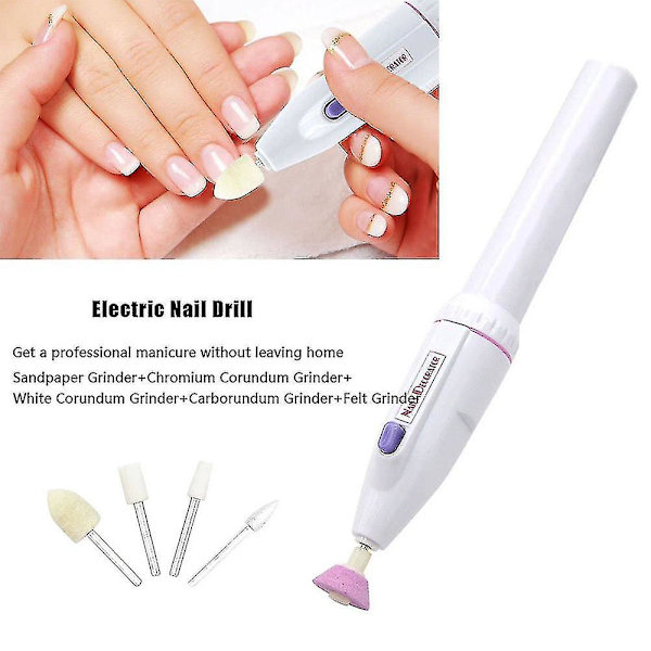 Elektrisk Nagelfräsmaskin Naglar Konst Fil Elektrisk Manikyr Set, Bärbar Nagelfil Fingernagel Slip Kit Multifunktionell Naturlig Tånagel Polermaskin Slipning