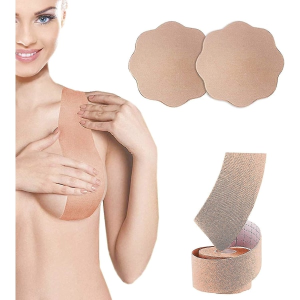 Brysttape, brystløftstape og brystvortebetræk, push-up tape og brystpastier stropløs bh-tape Bryststøttetape til store bryster, usynlig kløe