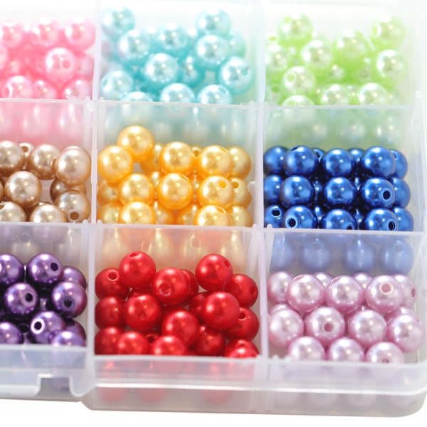 300st 15 färger runda pärlor - DIY - 10mm - Hål 1mm