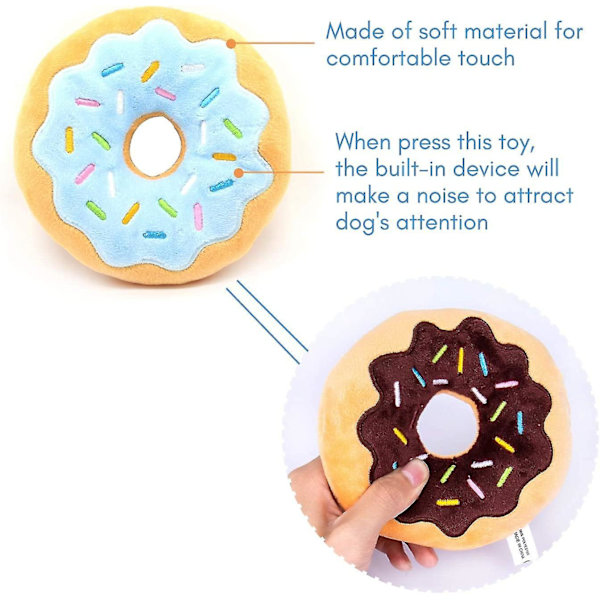 Donut Plyschleksak Pipande Tuggleksak Hundeleksak Set För Små Och Mellanstora Valpar Hundar Husdjur Interaktiv Present
