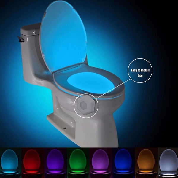 Toalett nattlampa 2-pack, rörelsesensoraktiverad LED-lampa, 7-färgad toalettlampa för badrumsinredning, set Coola grejer (2-pack)