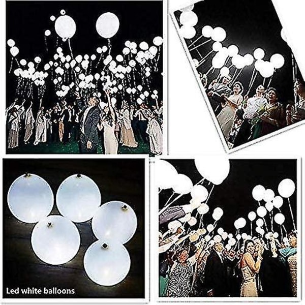 40 stk Led Light Up Ballonger For Valentinsdag Bursdag Bryllup Dekor (Hvitt lys)