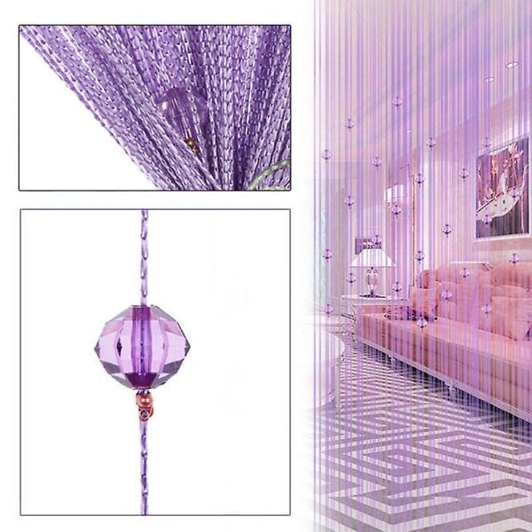 100 x 200 CM Ikkunanauhaverho olohuoneeseen Kristalliverho Ikkunan oviverhot Violetti