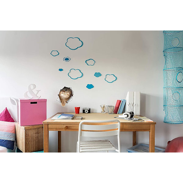 Global Decals 3D Kattdekaler - Frusna Kattdekaler för Vägg, Kylskåp, Toalett och Mer