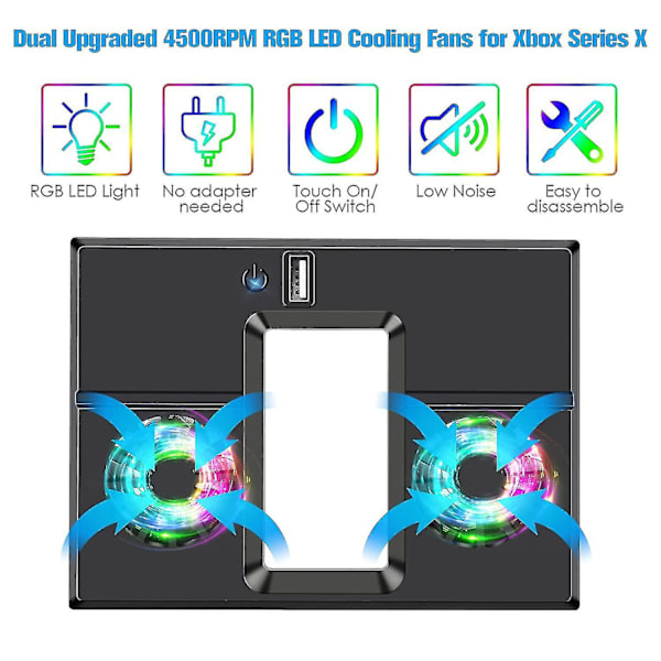 Køleventilator kompatibel med Xbox Series X Ekstern USB Vertikal Køler Stativ Med USB Hub Port