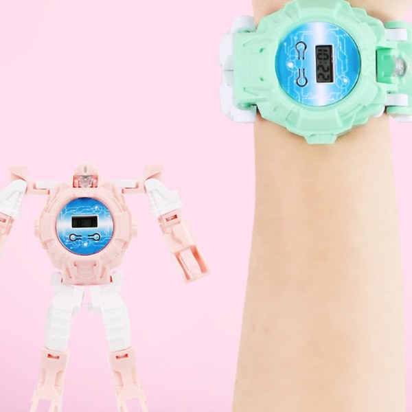 Elektroninen watch Watch Creative Manuaalinen Deformation Robot Toy Transformation Watch(vihreä)