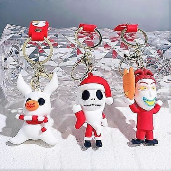 Julgransdagens Skräck Nyckelring Pumpa Skalle Dock Bilnyckelring Söt Present Hänge - Tre Spöken