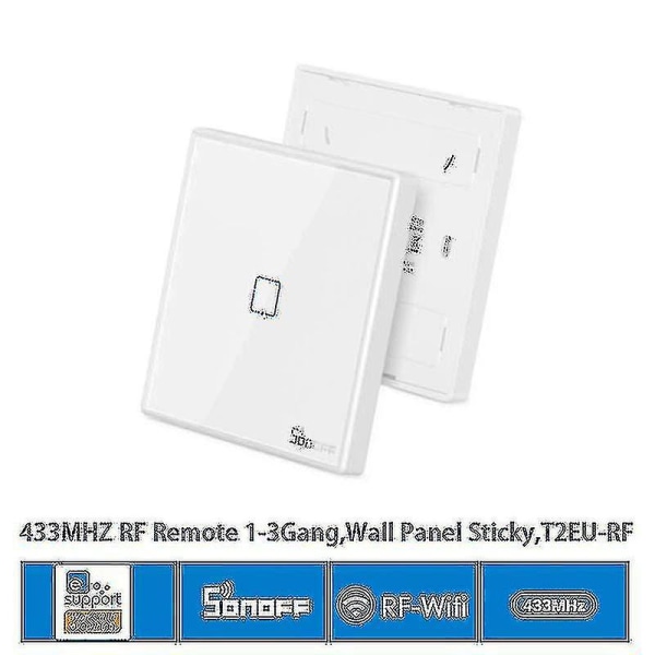 Sonoff 433Mhz Wireless Stick-on Smart Switch T2eu-rf 86 Type Wall Panel (1 ryhmä)