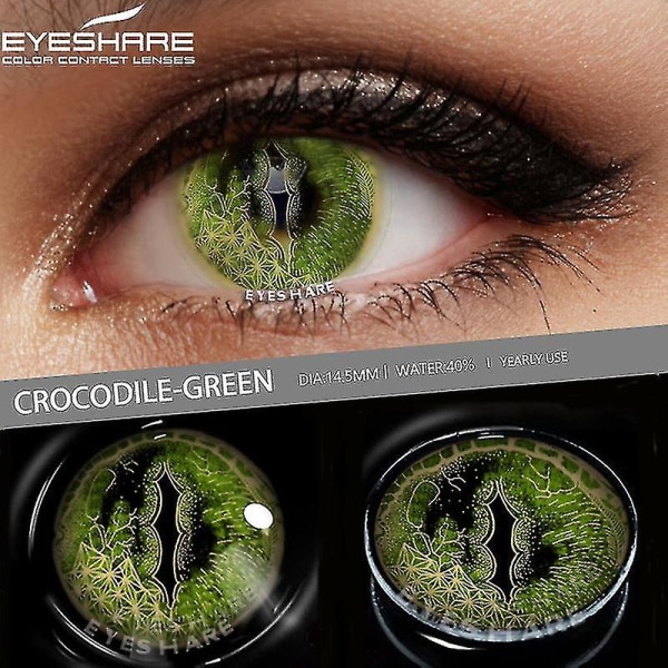 Udsøgte Crazy Lens Dinosaur Cateye Nuclear Series Cosplay farvelinser til Halloween Farvede øjenlinser Kosmetisk til øjet（SCARY-RED）