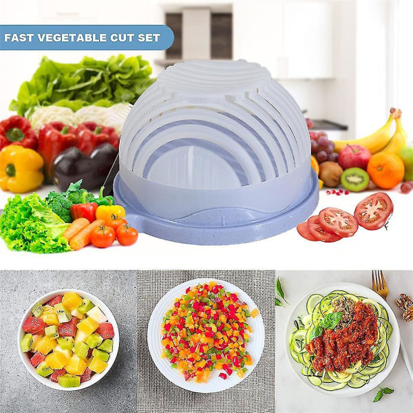 Multifunksjonell Rask Snap Salat Cutting Bowl, Veggie Choppers And Dicers, Frukt Grønnsakshakker Divider (lilla)