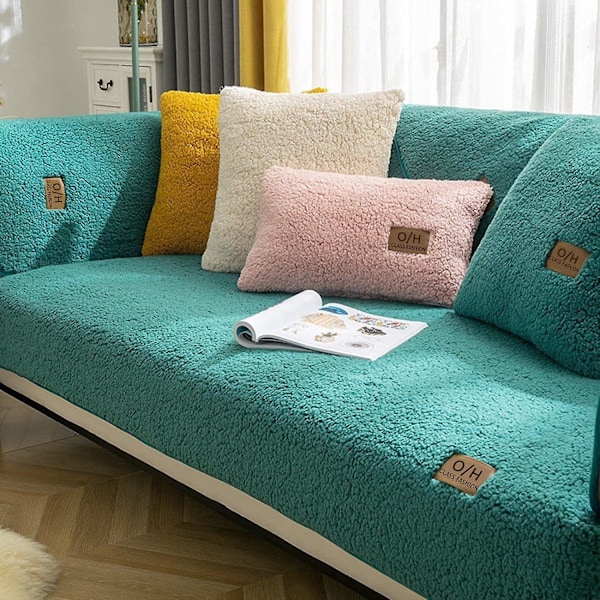 Hörnsofföverdrag Quiltat Sofföverdrag Med Armstöd Med Vänster/Höger Meridian - L-format Fläckskyddande Soffskydd (grön, 110x110cm/kvadrat)