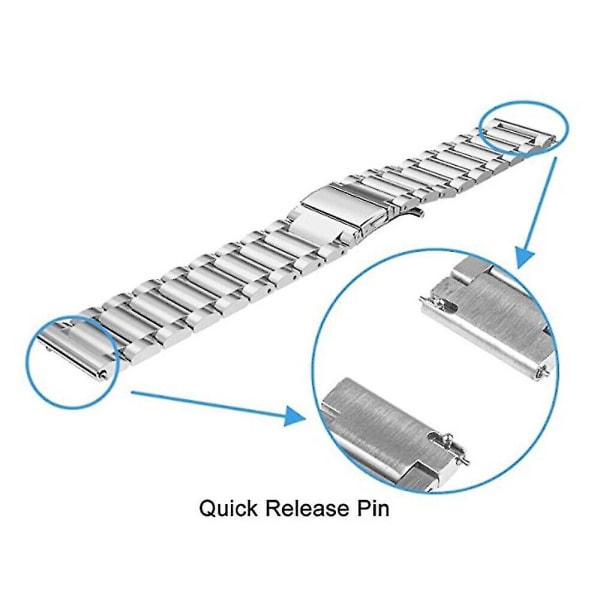 Klokkearmbånd i rustfritt stål 18 mm 20 mm 22 mm armbånd metallurrem（20 mm，sølv）