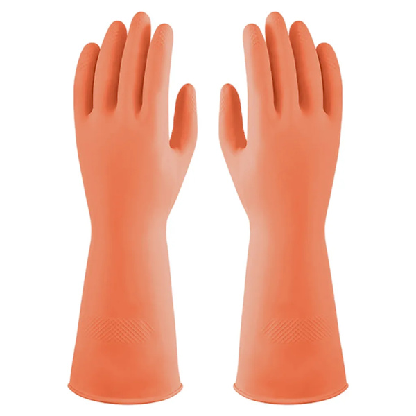 Gummi Rengöringshandskar Köksdiskhandskar, Vattentäta Återanvändbara, (Höst Röd-Orange)