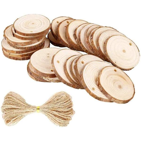 Naturliga Träbrickor, Rå Naturliga Trärundlar Med Hål För DIY, Hantverk, Juldekorationer 6-7cm Diameter