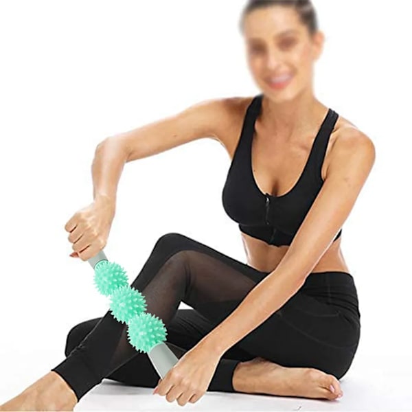 Massage roller muskelrulle pinne tryckpunkt spikar massageapparat muskelrulle akupressur terapi, (grön)