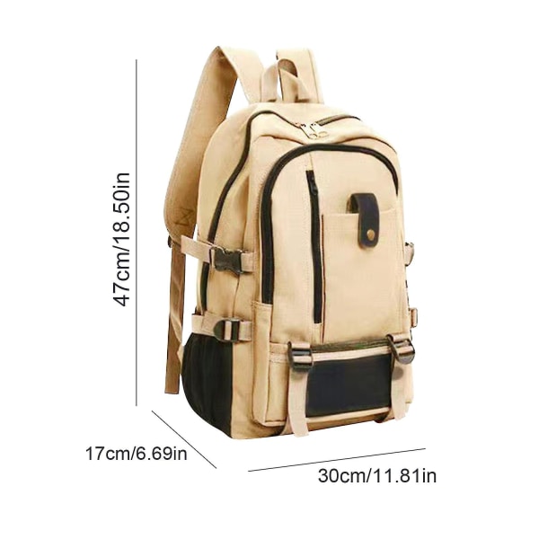 Reise Laptop Ryggsekk Vanntett Fritids Multi-lommer Datamaskin Bag - Snngv（Lys Khaki）