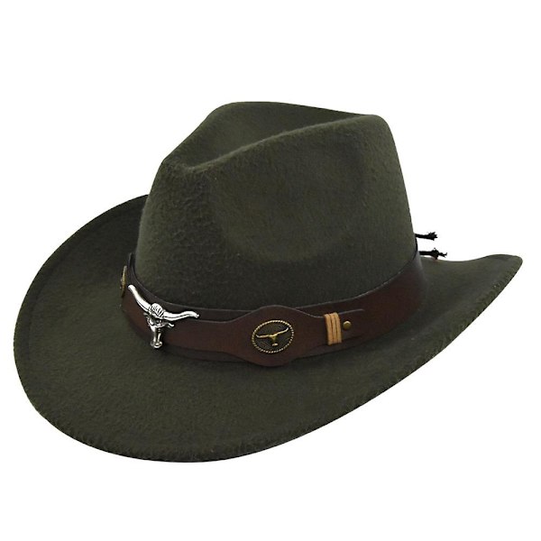 Cowboy Hat Retro Jazz Hat Sølvkæde Uld Top Hat Filt Hat Retro Faux Fårehat Cowboy Hat