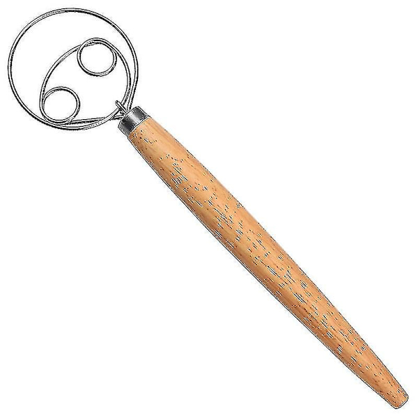 Danskt Degvisp i Rostfritt Stål, Holländsk Stil, Bröddeg Handmixer, Träköksbakverktyg O（Dubbel cirkel）