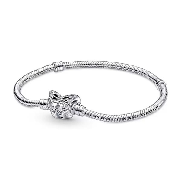 Naisten Standard S925 hopeahelmi-kiinnitysranneke klassinen sarja sydän täysi timantti (16cm，H)