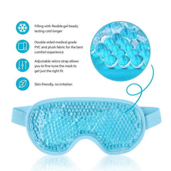 Cooling Eye Mask Återanvändbar Gel Ögonmask kompatibel med pösiga ögon, Ice Eye Mask