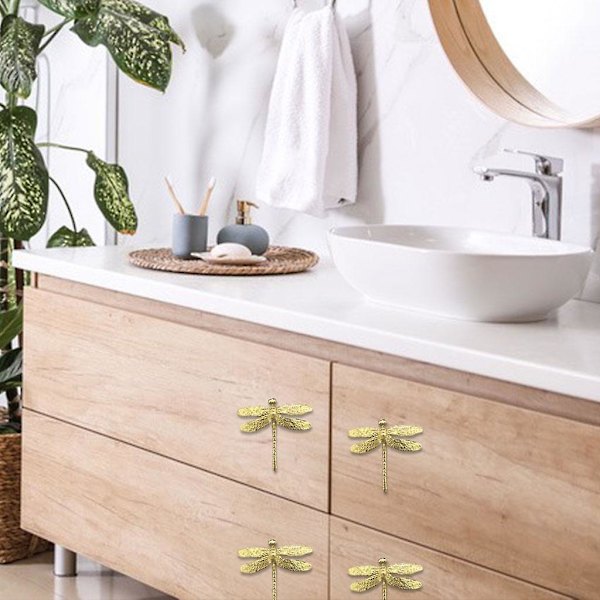 3xdragonfly Messing Møbelhåndtak Knotter Maskinvare For Garderobe Møbler