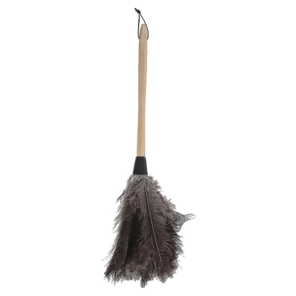 1 st Bärbar strutsfjäder Duster Handtag rengöringsverktyg för hemmet (svart)