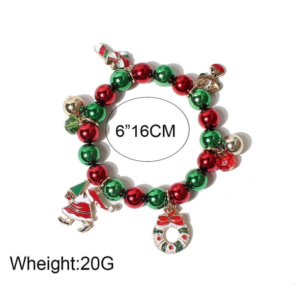 1 stk Julearmbånd Xmas Jingle Bells Charm Armbånd Stretch Beaded Armbånd Til Kvinder Piger