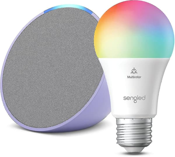 Echo Pop Lavender Bloom med gratis Sengled Smart Color Bulb