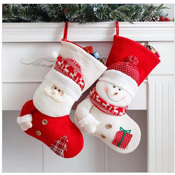 Julstrumpa Plush Julhängande Strumpa Tomte Snögubbe Hållare Julgran Hängande Strumpor För Julparty Dekoration (a)