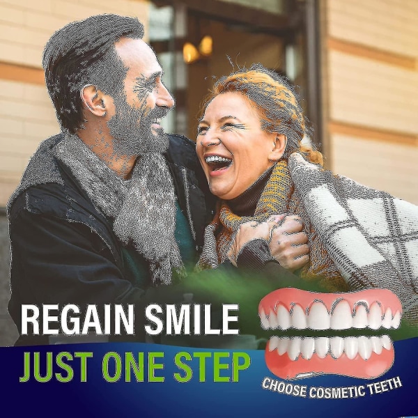 2 sett med proteser øvre og nedre proteser, naturlige og komfortable, beskytter tennene dine og gjenoppretter et selvsikkert smil